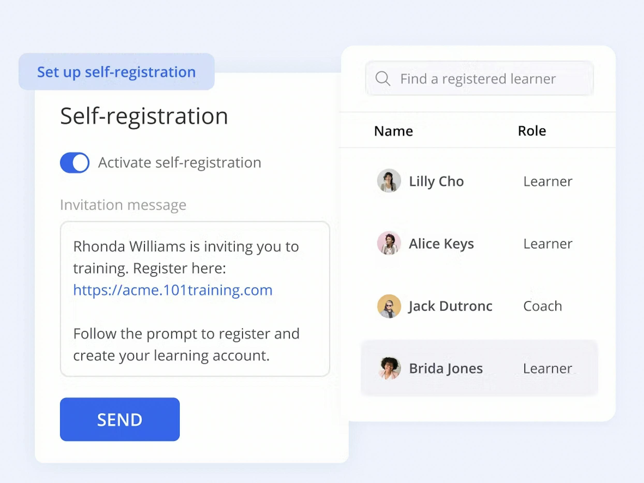 Self-registration on 360Learning