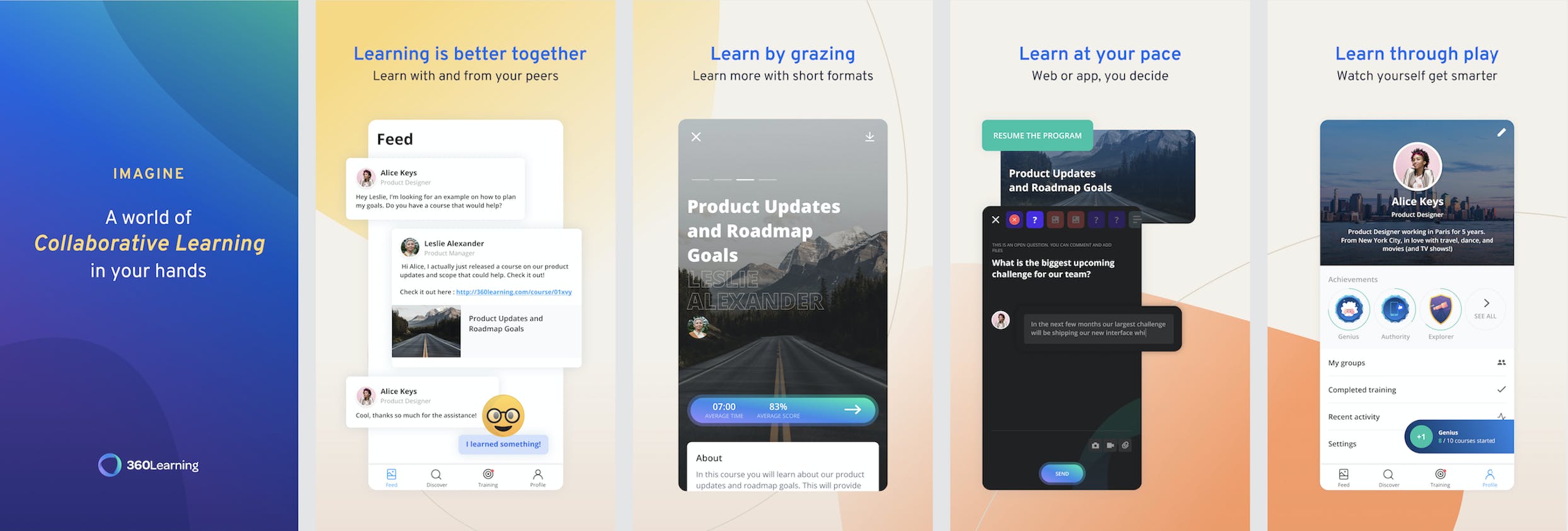 360Learning mobile app for iOS and Android