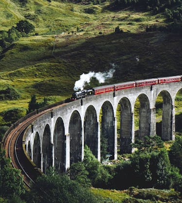 The Hogwarts Express train crossing viaduct representing skill training