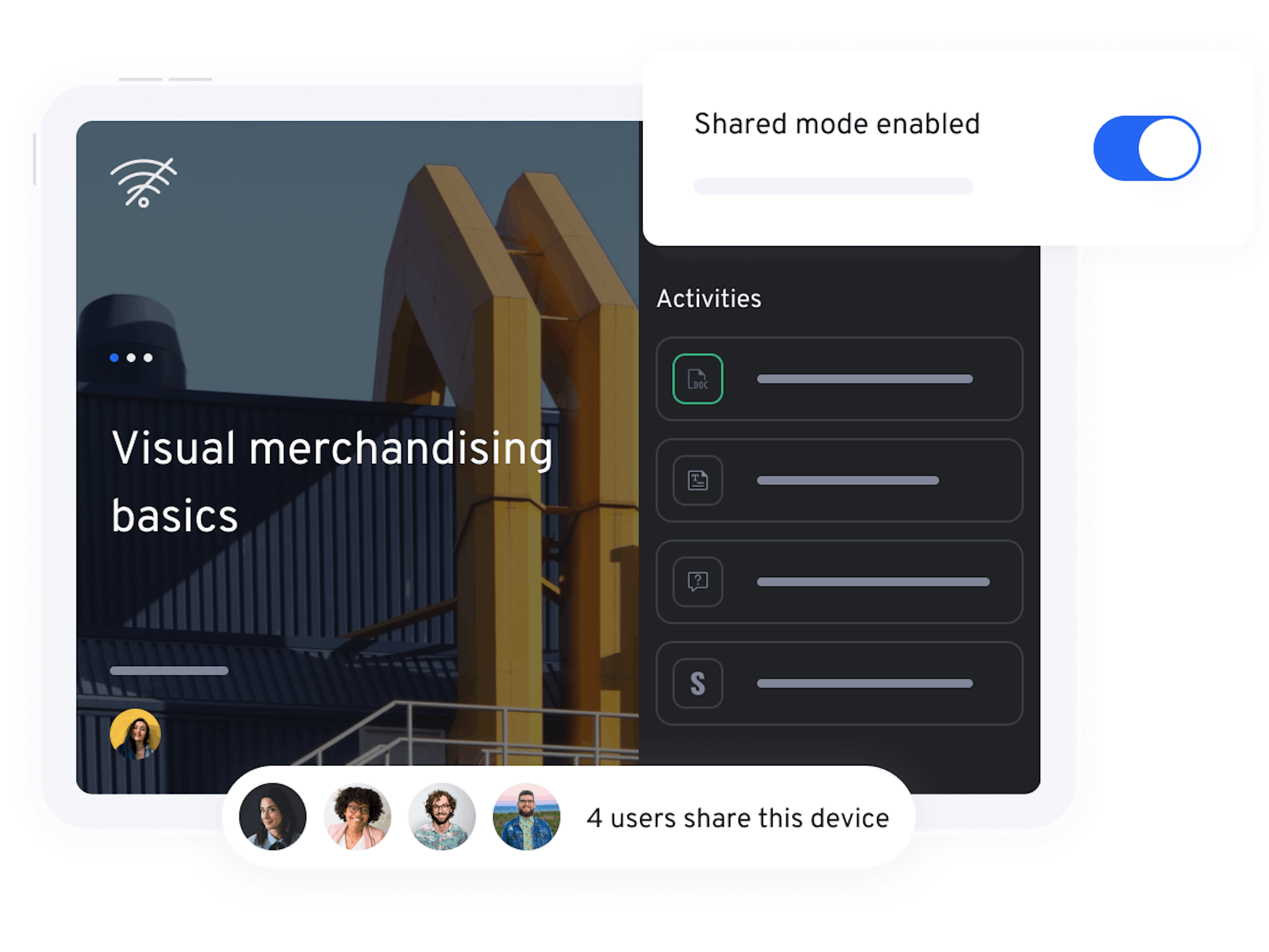 Illustration for shared mode on mobile | 360Learning