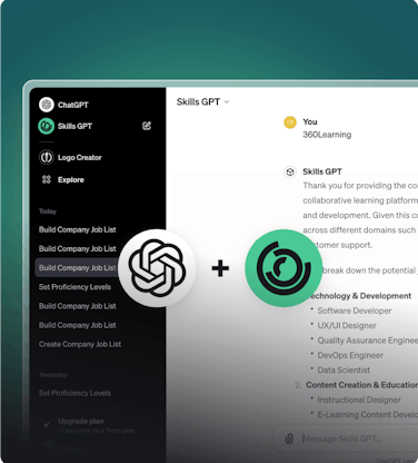 360Learning platform with ChatGPT and 360Learning logos