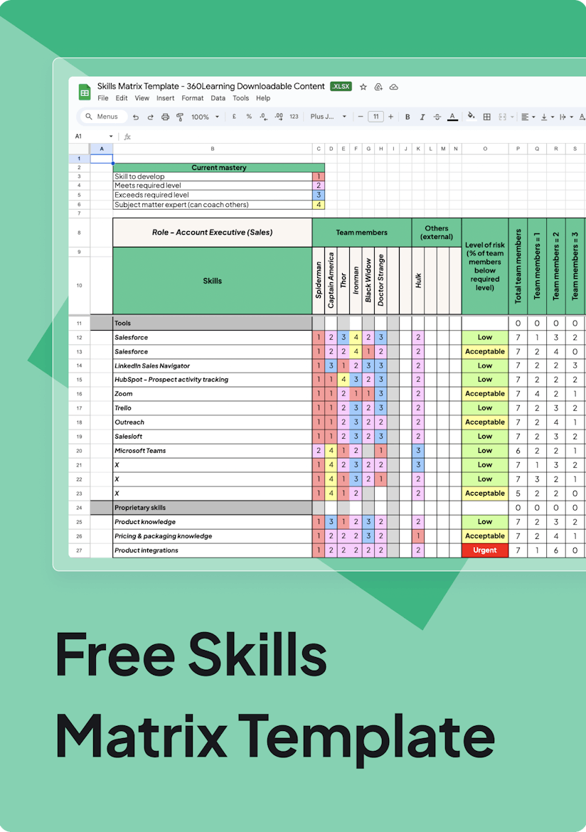 Cover photo for free skills matrix template